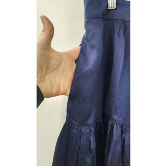 Lilly Pulitzer 100% Silk Blue Drop Waist Navy Casual Skirt Size 6 Tiered Crinkle - Picture 7 of 10